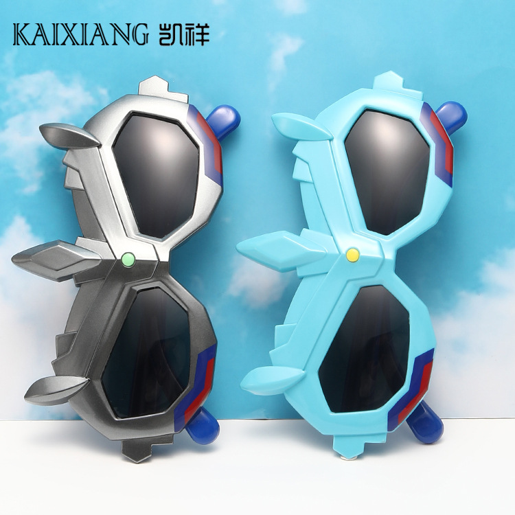 2023新款兒童時尚卡通墨鏡男孩防紫外線奧特曼太陽鏡卡通眼鏡批發