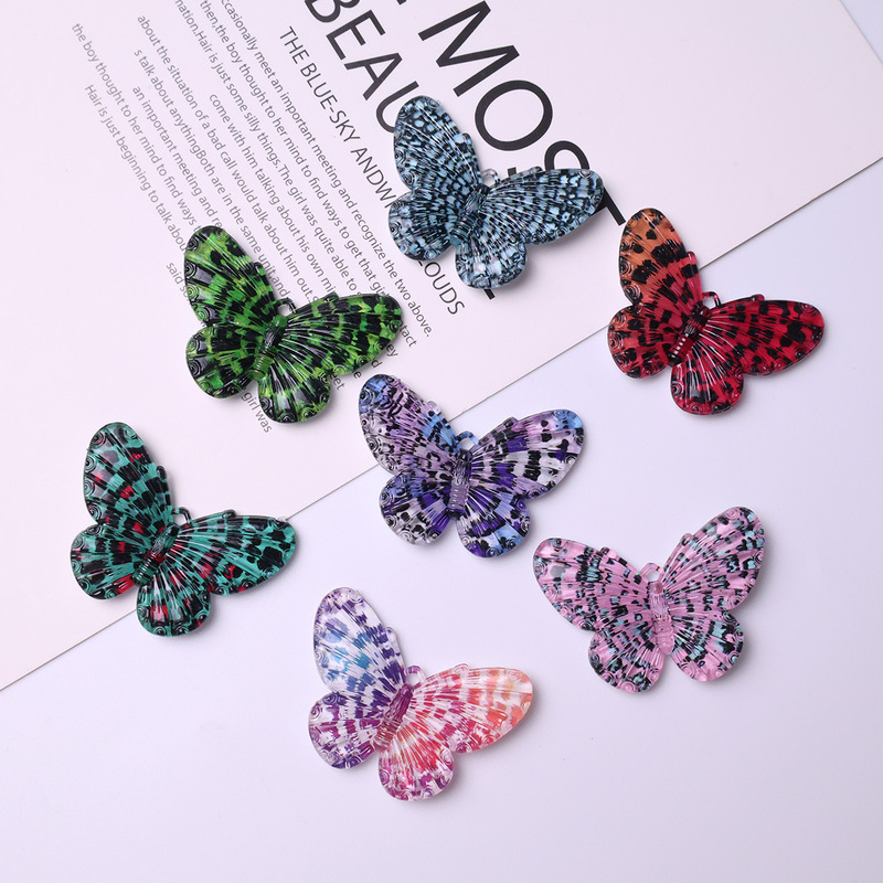 Retro Oil Painting Pattern Acrylic Gradient Butterfly DIY Hairpin Headdress Mobile Phone Case Hole Shoe Shoe Flower Accessories