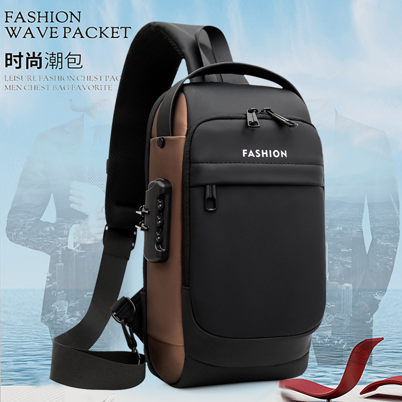 Nuevo bolso de pecho moda moda multifuncional mochila de pecho deportivo puerto de carga USB alta sensación de hombre mochila