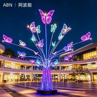 户外大型七彩蝴蝶造型灯文旅夜游广场景区公园亮化装饰工程景观灯