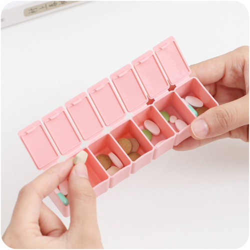 Two mini pill boxes, portable plastic pill boxes for travel, seven days a week, wholesale pill boxes