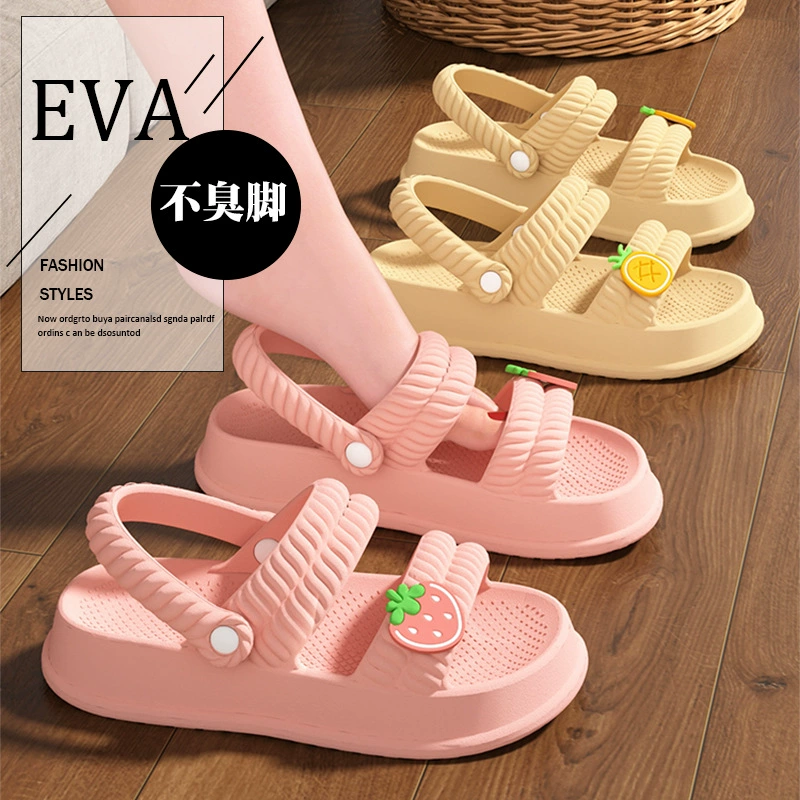 2025 новый стиль сандалия женский летом носить толстый дно два носки нескользящие крытый дом на открытом воздухе пляжные сандалии женщины