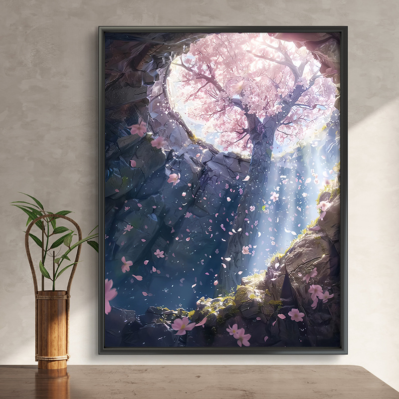 Pintura al óleo digital de estilo antiguo estilo arquitectónico de la dinastía Tang, relleno a mano, relleno de agujero, lámpara acrílica, sala de estar nueva