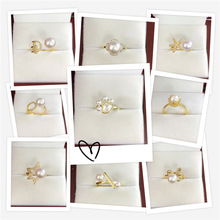 DIY珍珠配件 18K包金铜镀真金人气时尚微镶锆石戒指指环半成品女