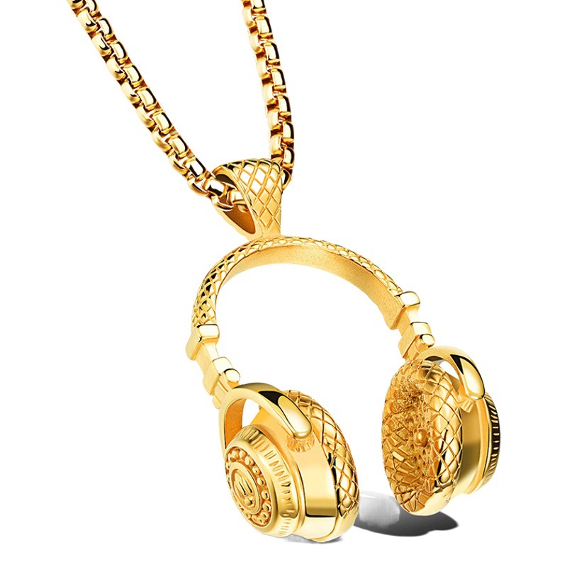 TikTok mismo estilo collar de salto de discoteca accesorios cadena larga suéter europeo y americano hip hop joyería colgante collar de auriculares