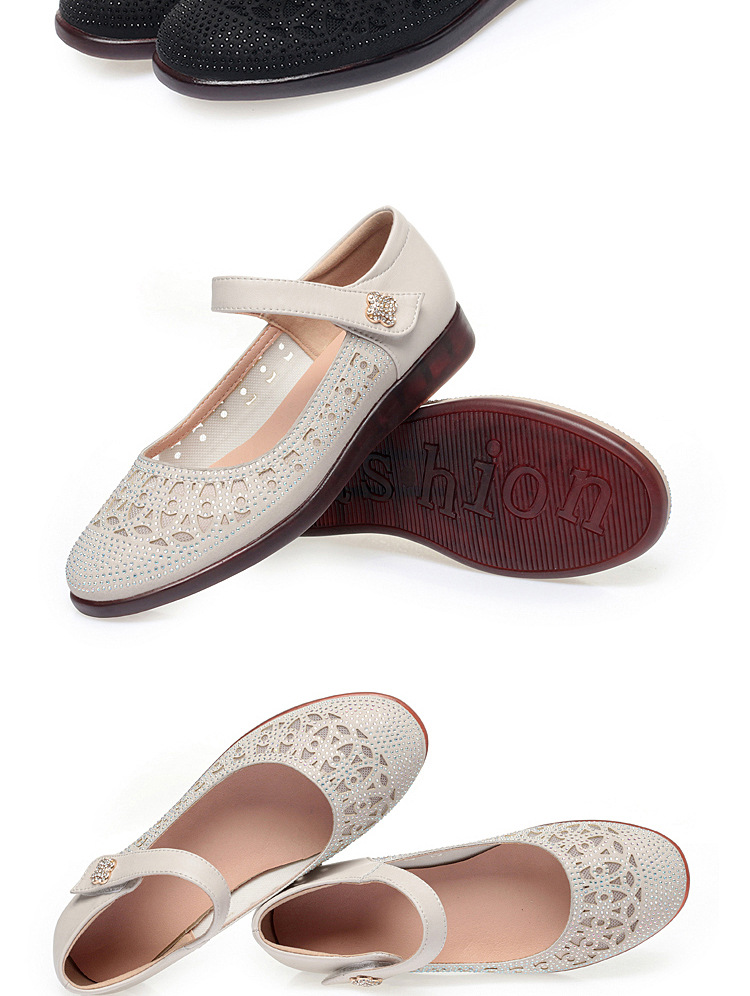 Sandal da thật quai chữ V đế bệt mùa hè cho nữ cỡ lớn — Màu be chi tiết 18