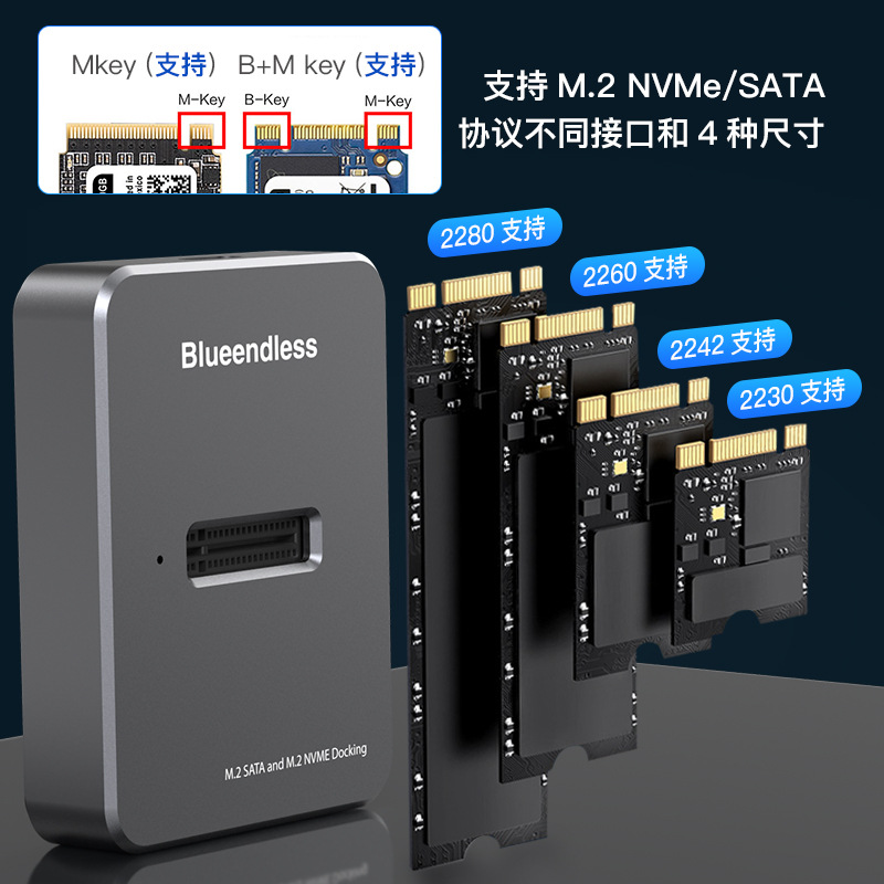 M.2 dual-protocol hard drive base SATA/NVMe solid-state SSD notebook external type-c mobile hard drive box