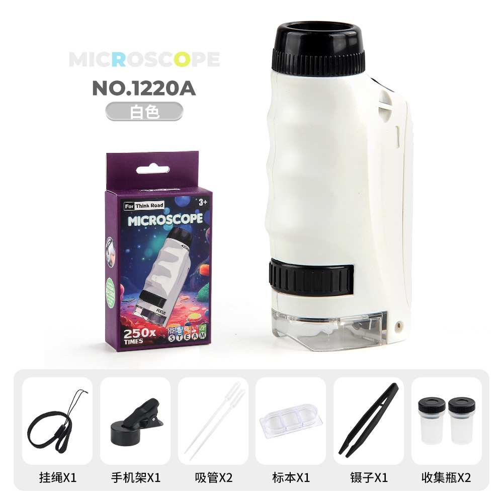 1220A Microscopio Microscopio de una sola mano blanco Clip para teléfono pequeño 92g