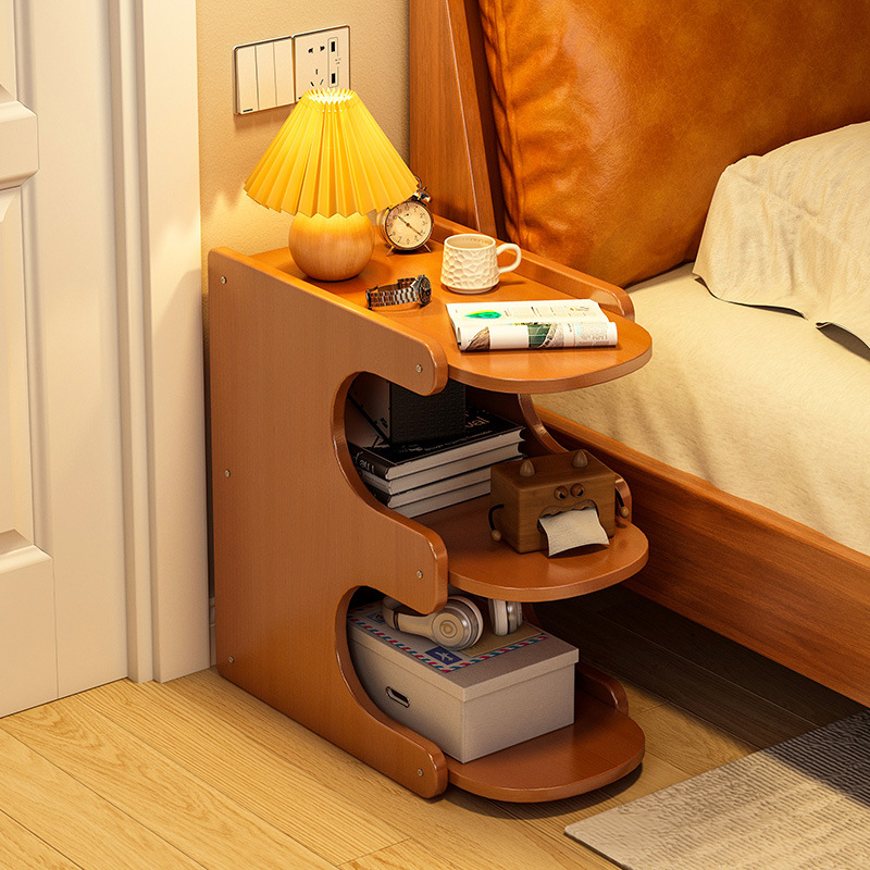 Mesa de cabezal de cama tipo E lujosa alta sensación de dormitorio casero alquiler de gabinete lateral para la habitación de acabado y almacenamiento de estantes