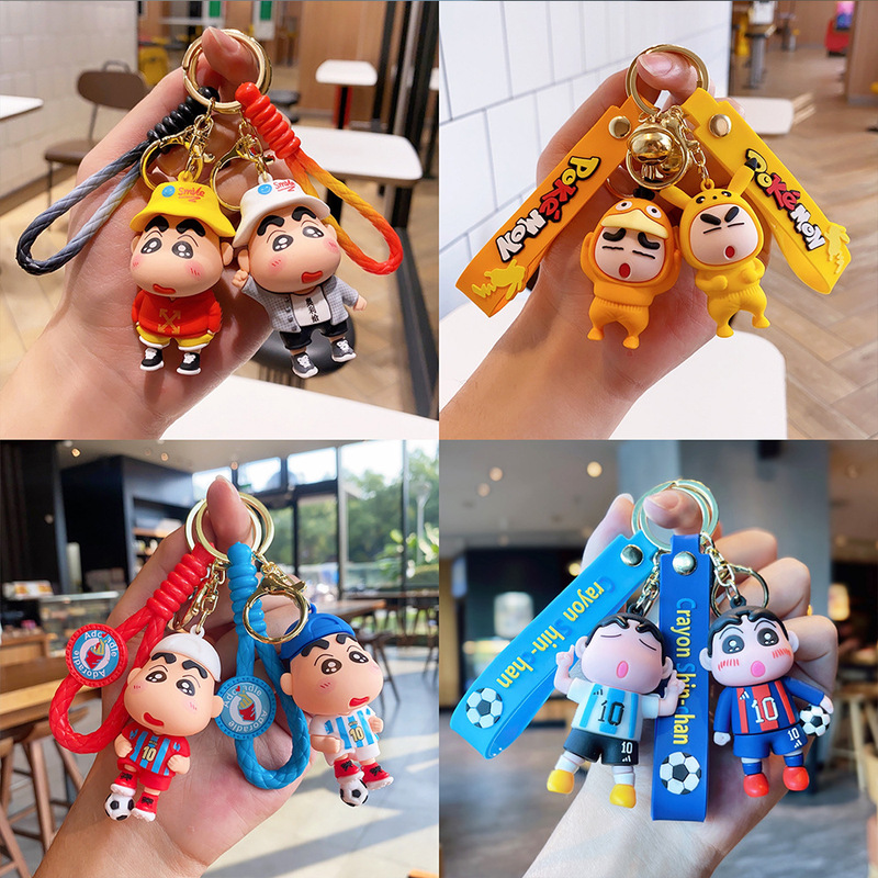 Cartoon Cute Crayon Small New Doll Keychain Soft Rubber Doll Bag Car Pendant Couple Small Gift Wholesale