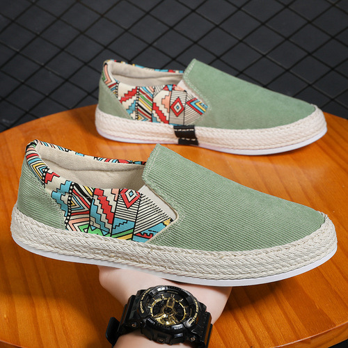 Cloth shoes for men 2024 new spring breathable casual one-legged thousand-layer sole handmade men's old Beijing canvas shoes