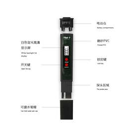 跨境供货水质测试笔tds meter 背光水质检测仪 水质检测笔TDS笔