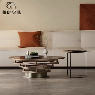 Medieval style designer minimalist modern walnut living room home small apartment high-end special-shaped coffee table multi-function