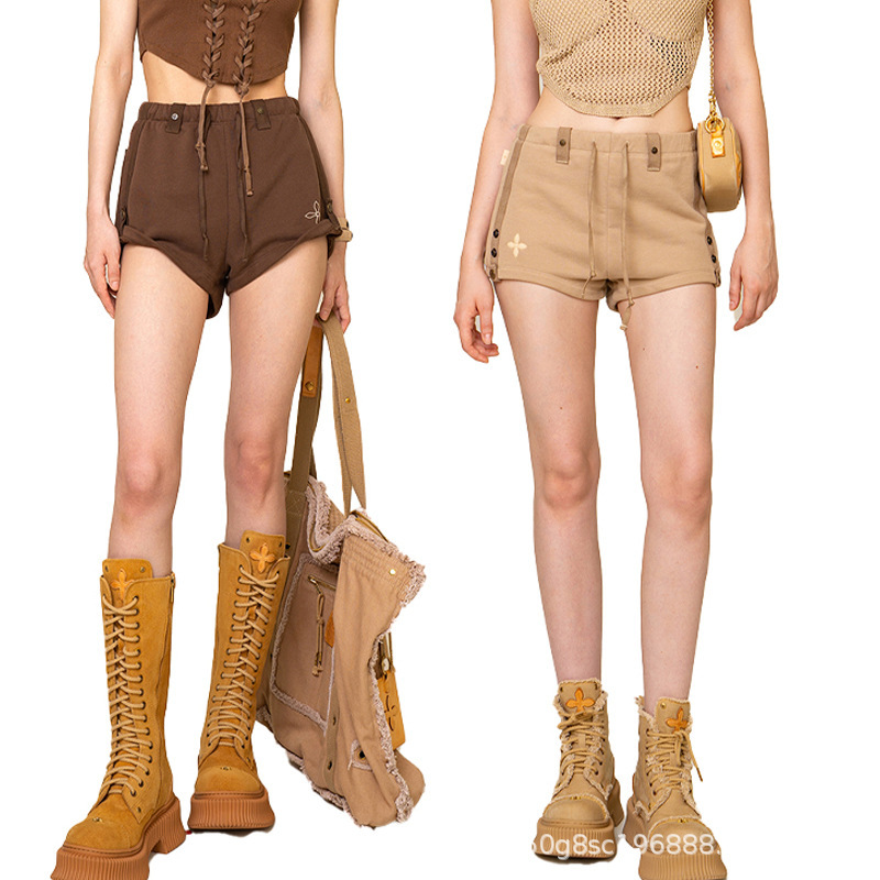 Smink Explorer camp shorts cross flower adjustable drawstring sports ring cotton hot girl casual pants Autumn New