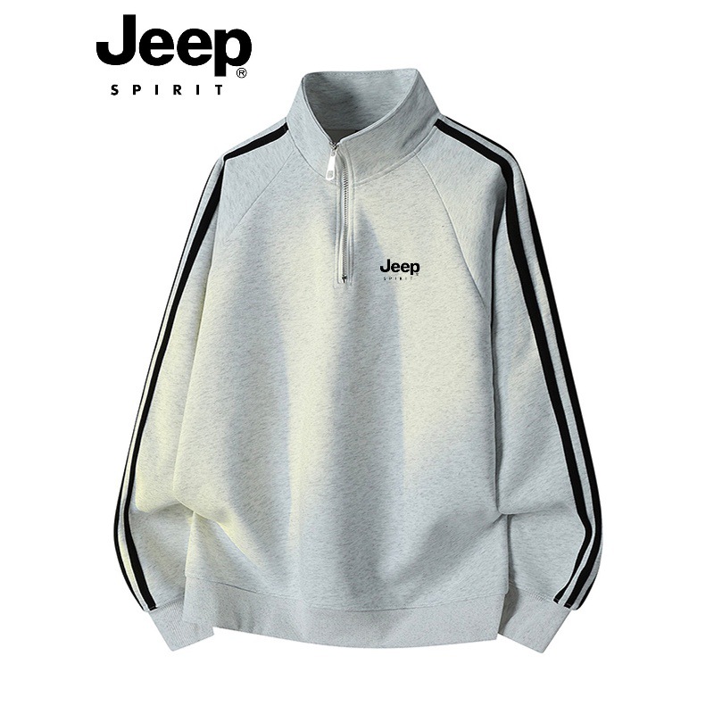 JEEP men's spring/autumn half-zip pullover sweatshirt, 2026 new style, loose-fit, plus-size top