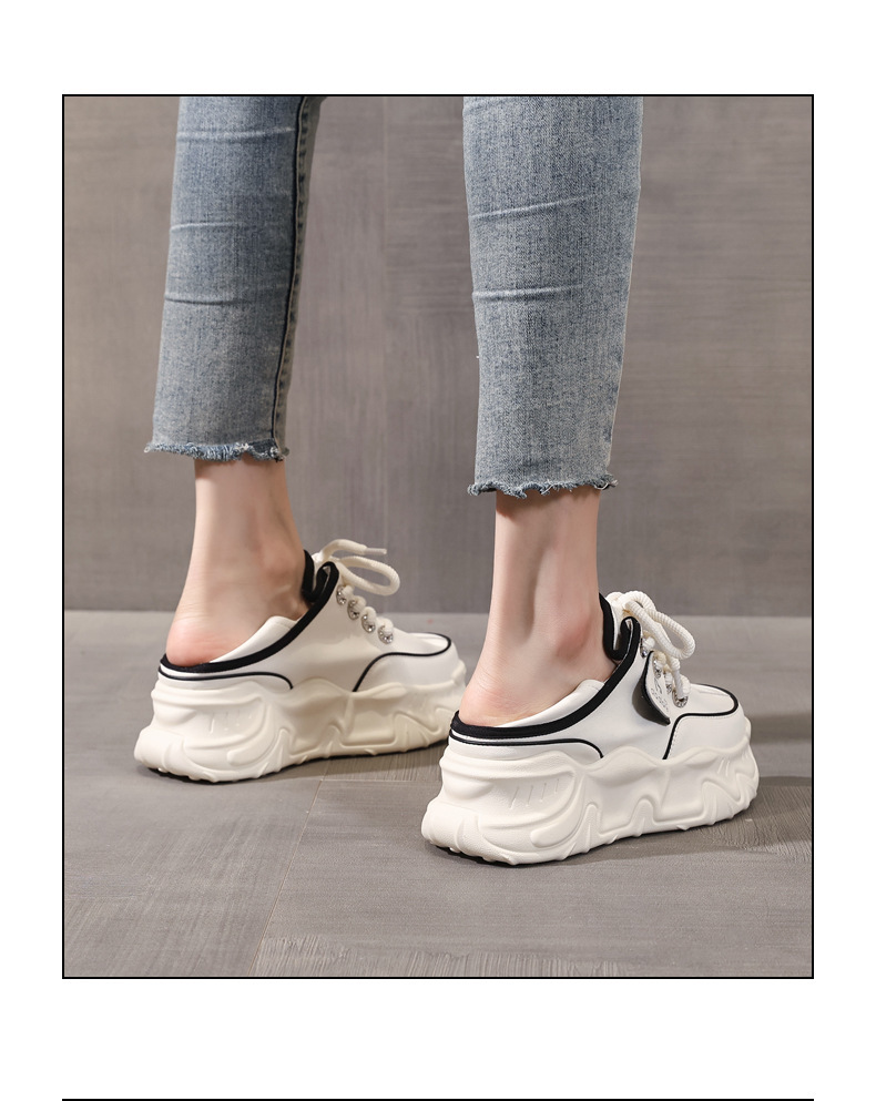 Giày sneaker nữ đế dày tăng chiều cao, form slip-on tiện lợi, đế bánh xốp mềm — màu be chi tiết 16
