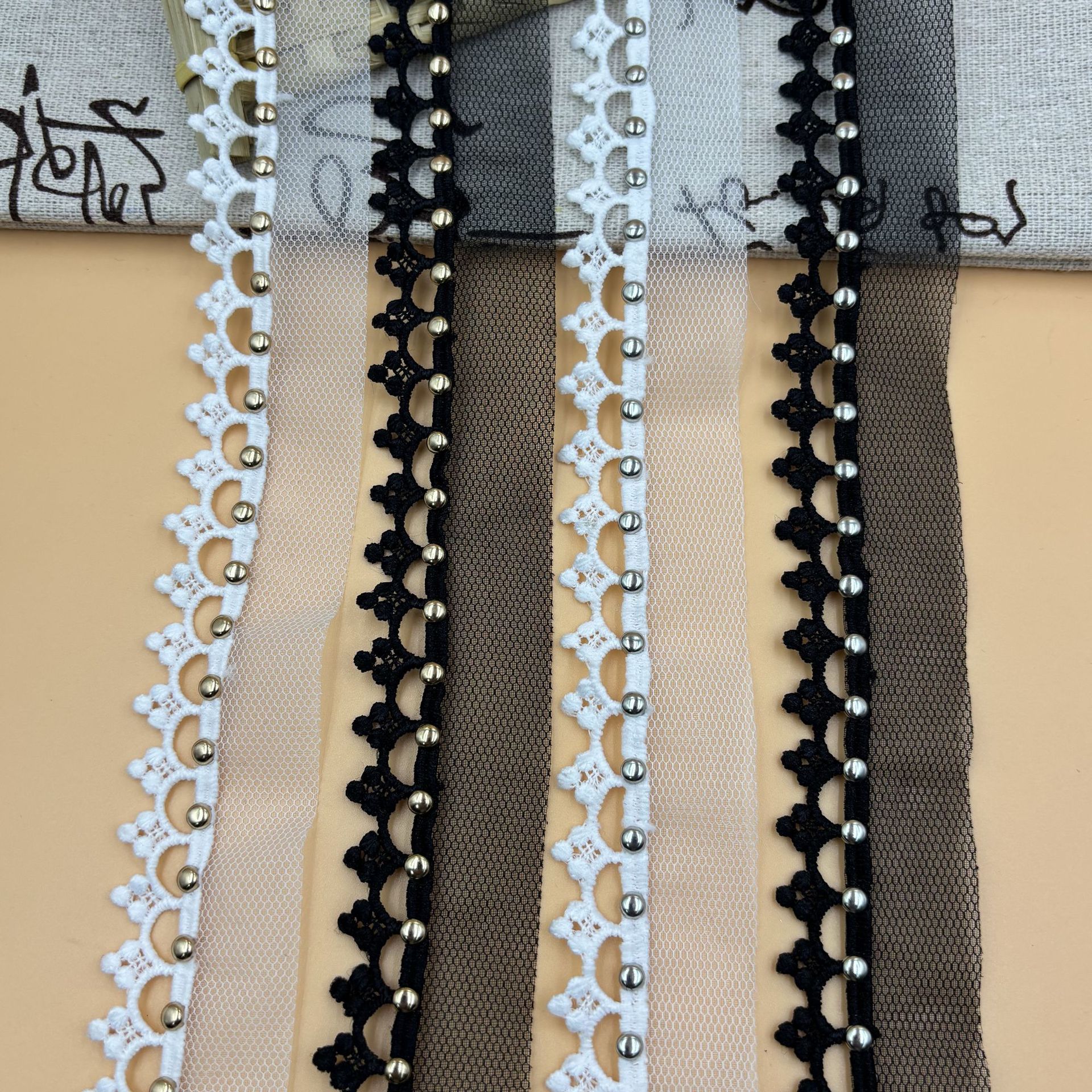 수용성 우유 실크 리벳 스프링 아이 웨빙 레이스 수제 diy 복고풍 신발 및 모자 Hanfu 장식 레이스 액세서리