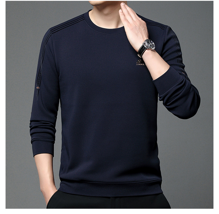 Men's Velvet Sweatshirt Round Neck Warm Casual Winter Pullover_voghion.com