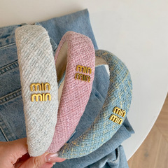 Autumn and Winter Fresh Alphabet Headband, Instagram Fashion High Crown Sponge Headband, Unique Personality High-End Hair Accessory, Wholesale