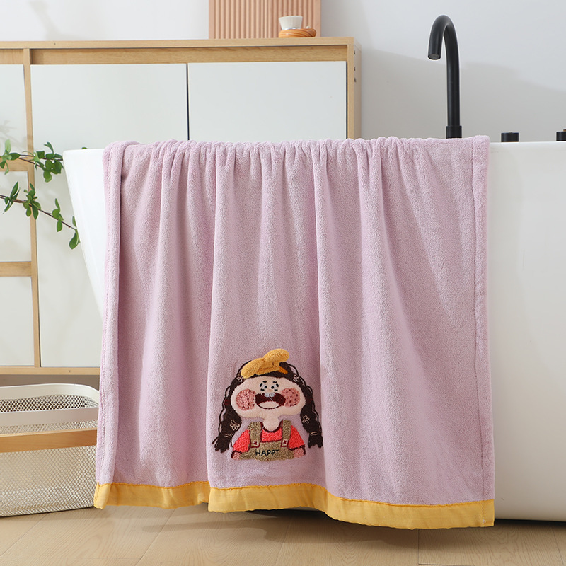 リトルリッチウーマンサスペンダーバススカート新しい刺繍漫画入浴ウェアラブルバスタオル刺繍フェイスタオル包頭ドライヘアタオル|undefined