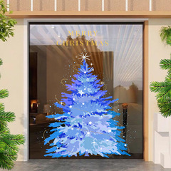 2026年クリスマスデコレーションステッカー ブルーのクリスマスツリー ホリデー雰囲気の装飾 店舗の窓ステッカー ガラスドアステッカー