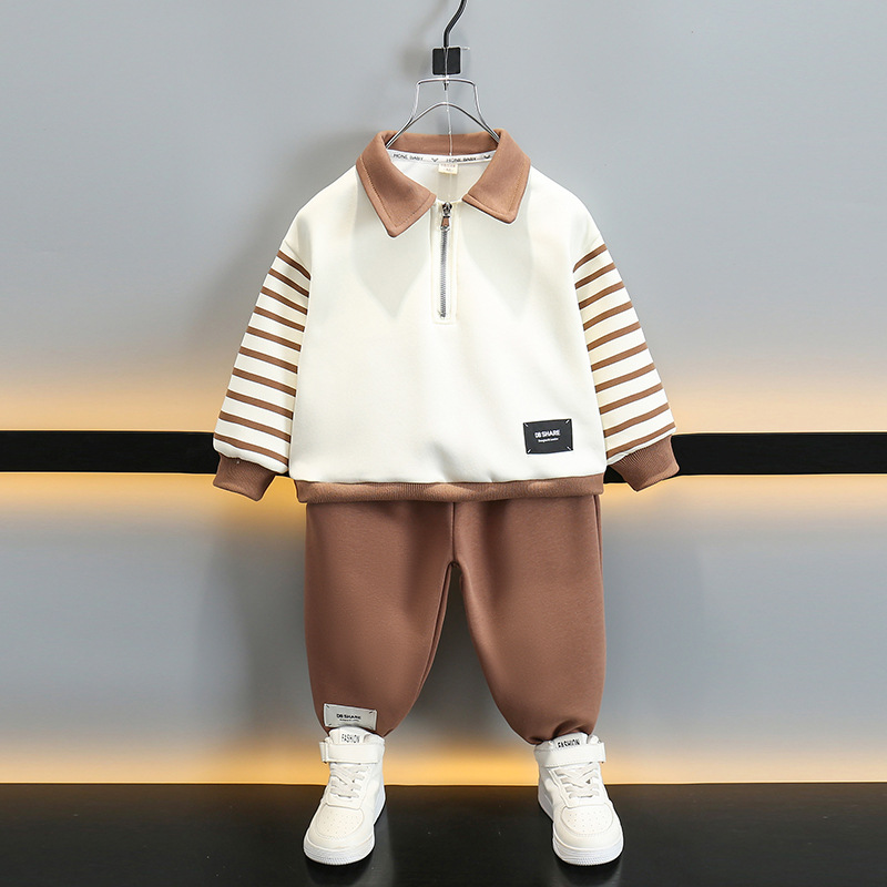 소년의 가을 폴로 셔츠 세트 2024 새로운 소년 봄과 가을 세련된 유행 옷 어린이 가을 탑