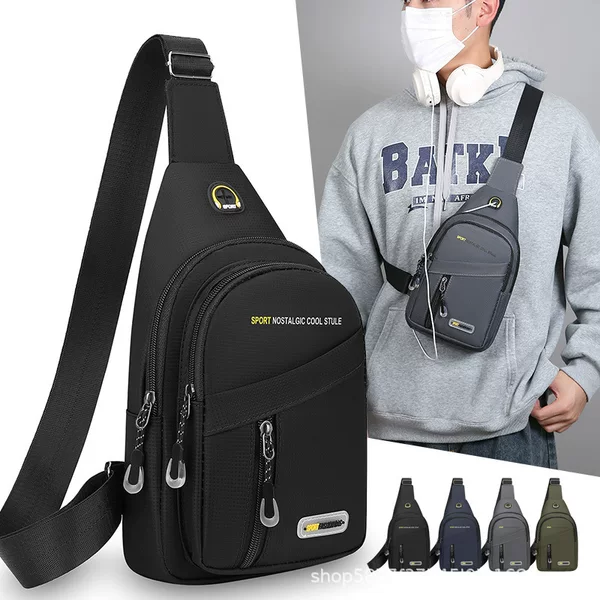 New Versatile Commuter Shoulder Bag, Water-Resistant, Wear-Resistant, Practical Nylon Crossbody Bag, Simple Multi-Compartment Men's Chest Bag