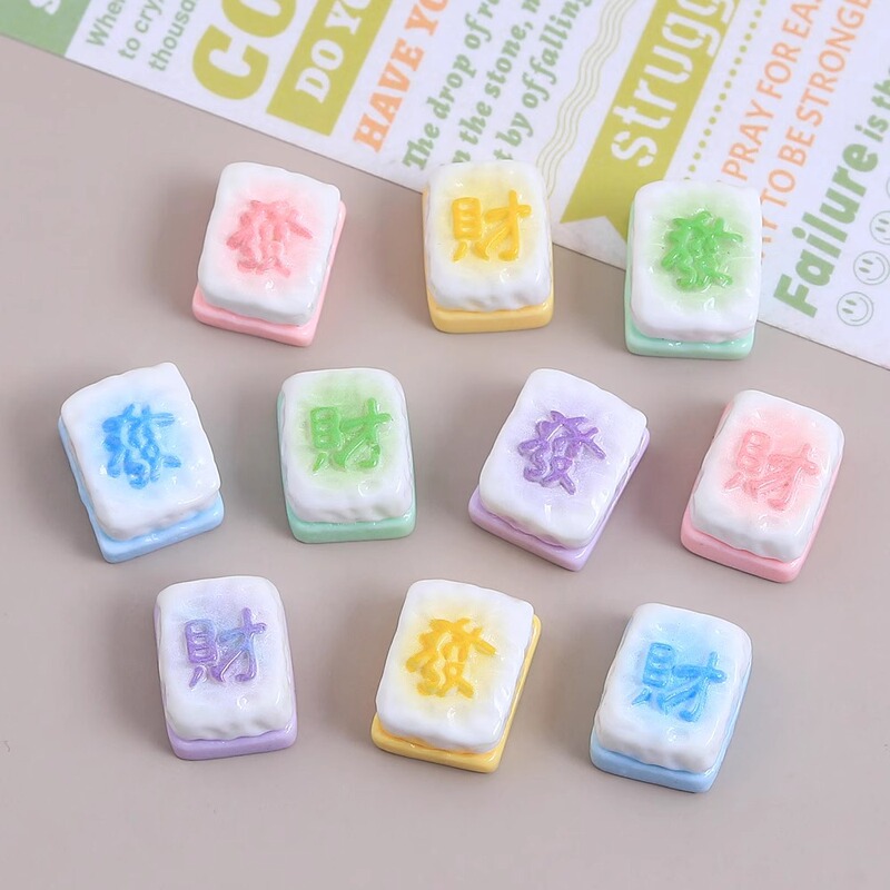 Creative Mahjong Cake Food Toy Cartoon Handmade DIY Cream Glue Resin Small Accessories Hole Shoe Buckle Material Wholesale