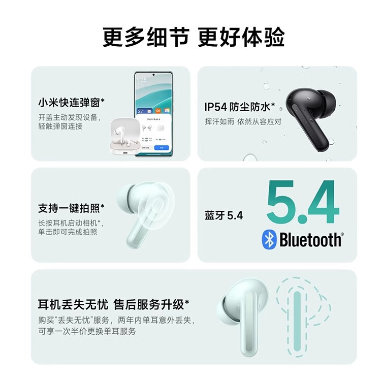 めいRedmi Buds6は本当に無線bluetoothイヤホンが耳に入って快適に携帯電話を装着して通話して騒音を低減する|undefined