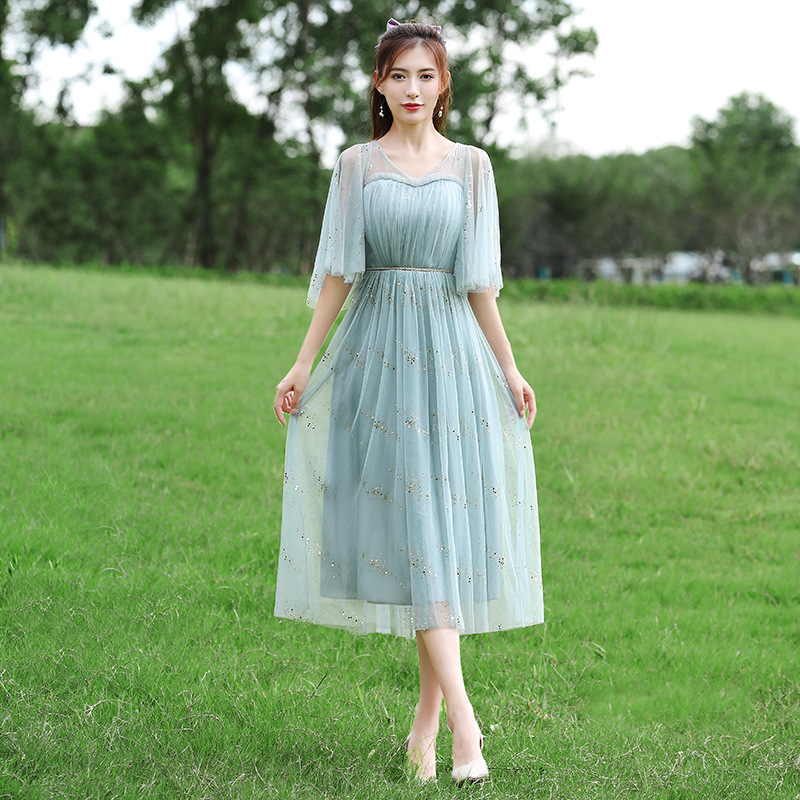 Серо-зеленый (летящие рукава с воротником GV) 019