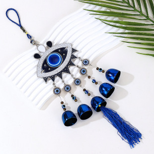 Cross-Border European and American Blue-Eyed Jewelry Pendants Devil's Eye Retro Metal Wind Chime Pendants Decorative Foreign Trade Wholesale