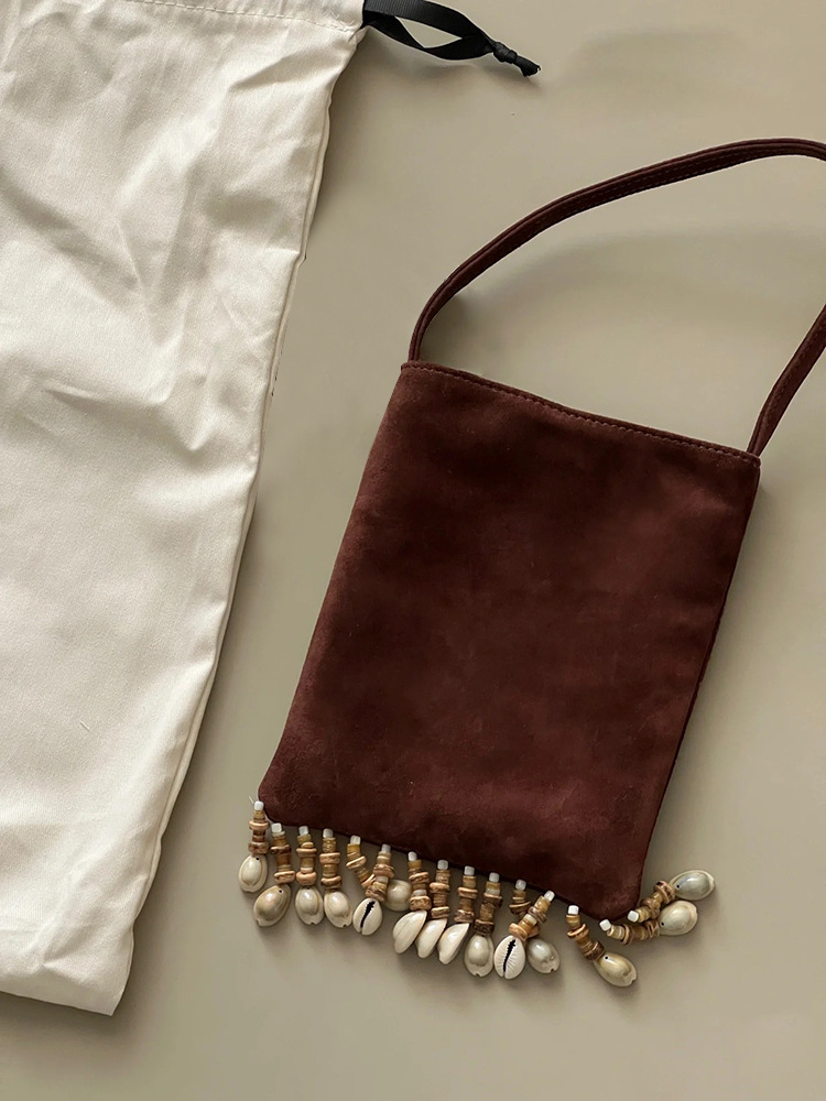 Sac à main en cuir de vachette véritable mat avec perles pour femme, nouvelle collection automne/hiver 2024_voghion.com