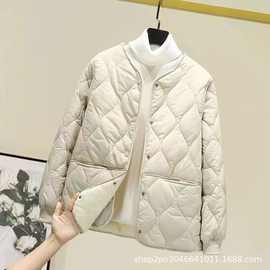 整张棉服女秋冬季加厚加绒保暖小个子棉衣短款棉袄外套大码通勤风