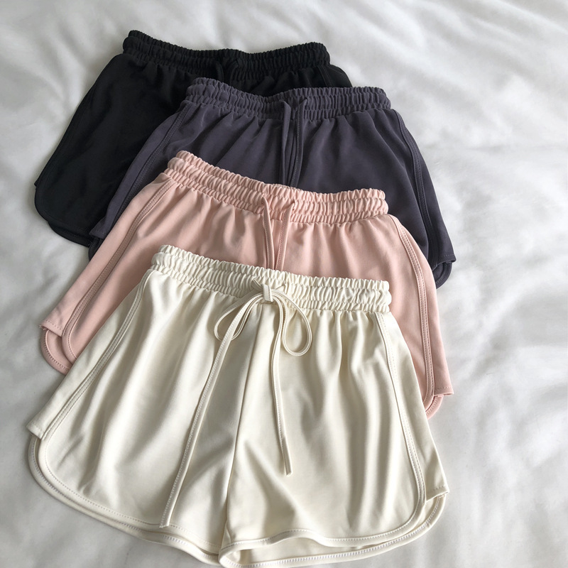 Shorts for Women Summer Korean Style Loose Tight Waist Lace-Up Ins Pure Color High-Waisted Sports Pants Five-Point Slimming Look Hot Pants for Women