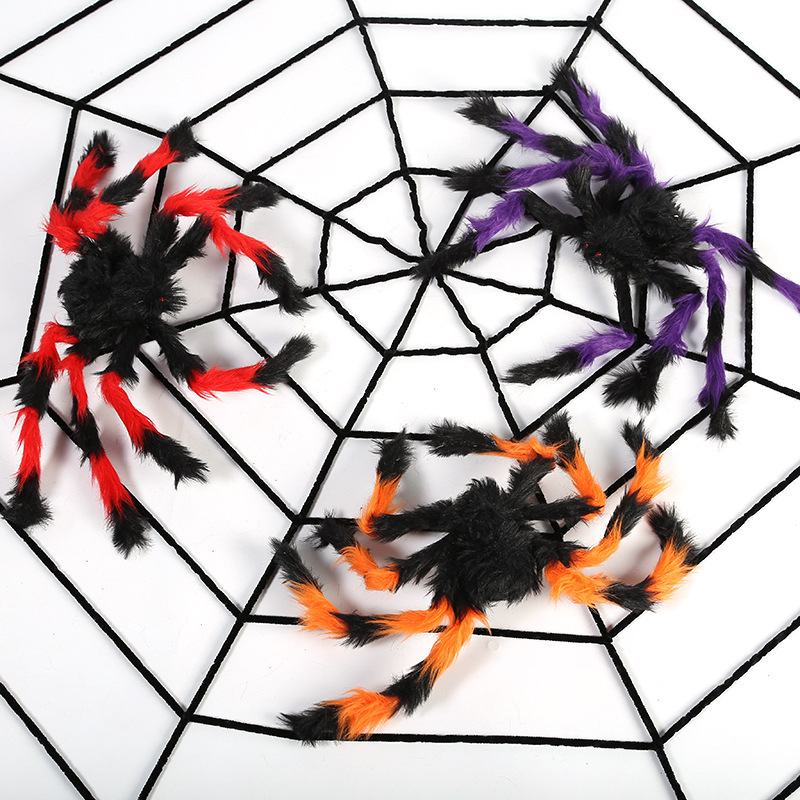 Plush Spider Halloween Ghost Festival Supplies Bar Decoration Props Fake Spider Simulation Spider Black Spider Color Spider