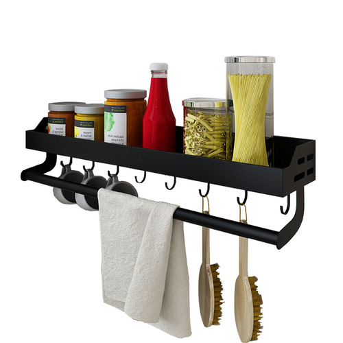Kitchen hole-free seasoning storage shelf wall-mounted home knife holder chopstick rack pot lid rack layered organization