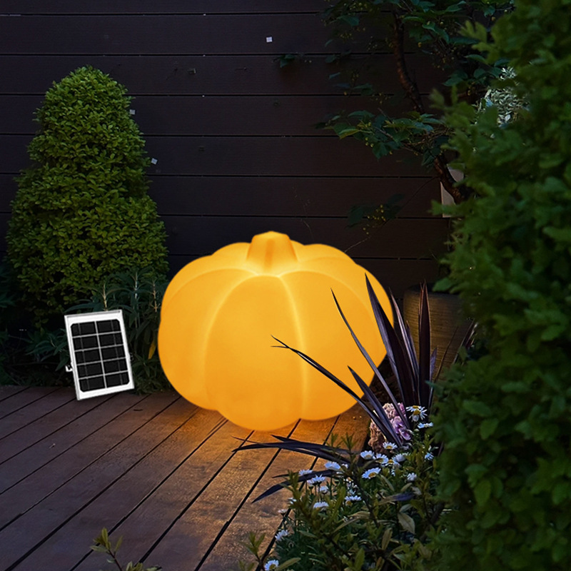 Waterproof Courtyard Garden Villa Terrace Outdoor Floor-Standing Pumpkin Lamp Solar Lawn Lamp Solar Garden Lamp