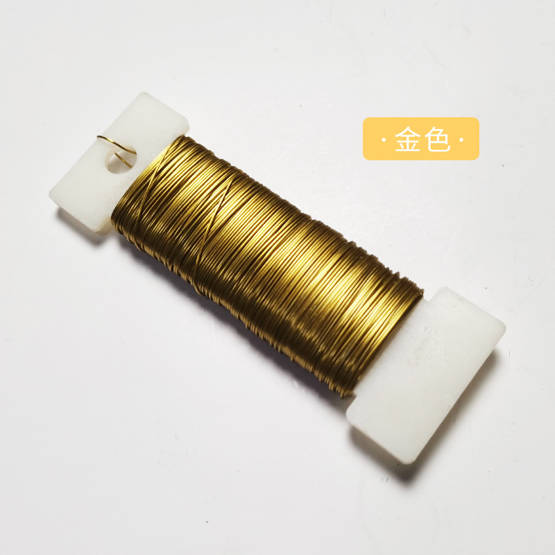 Pulsera de seda tejida a mano 0,35mm * 50m Alambre de hierro plateado dorado Alambre de pintura a la parrilla Alambre floral hecho a mano