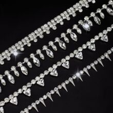 新款超闪水滴水钻链条倒三角链diy服装服饰手工烧焊辅料饰品钻链