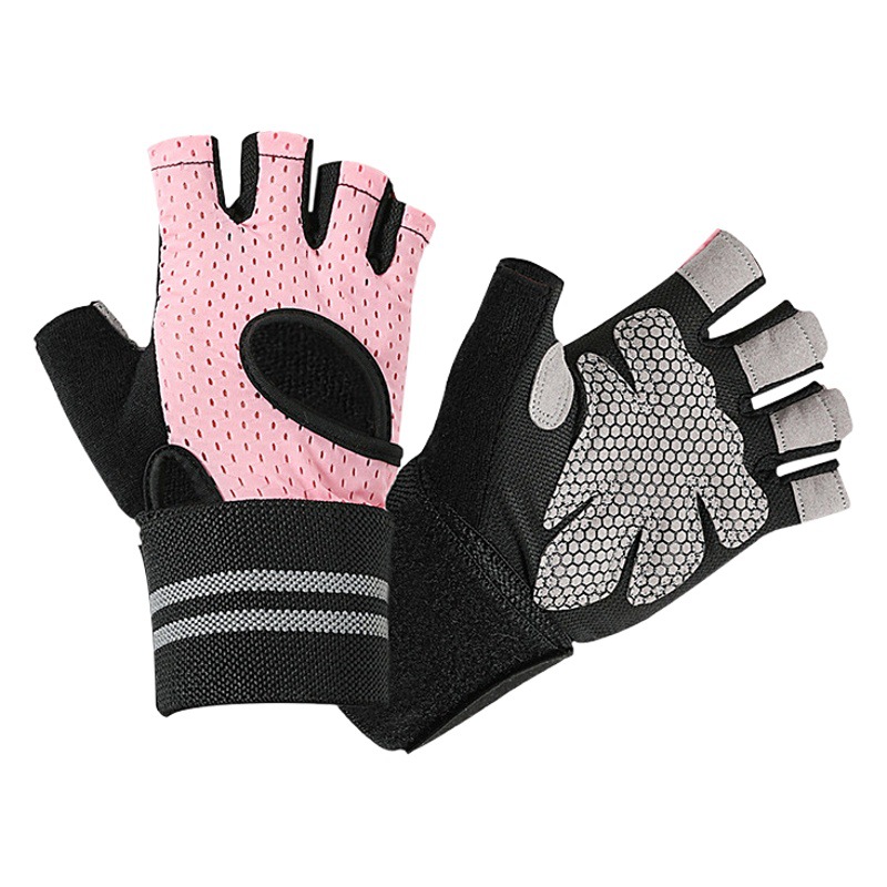 Fitness Gloves Women's Equipment Training Iron Wrist Bracer Breathable Non-slip Riding Sports Half-finger Gloves Anti-cocoon