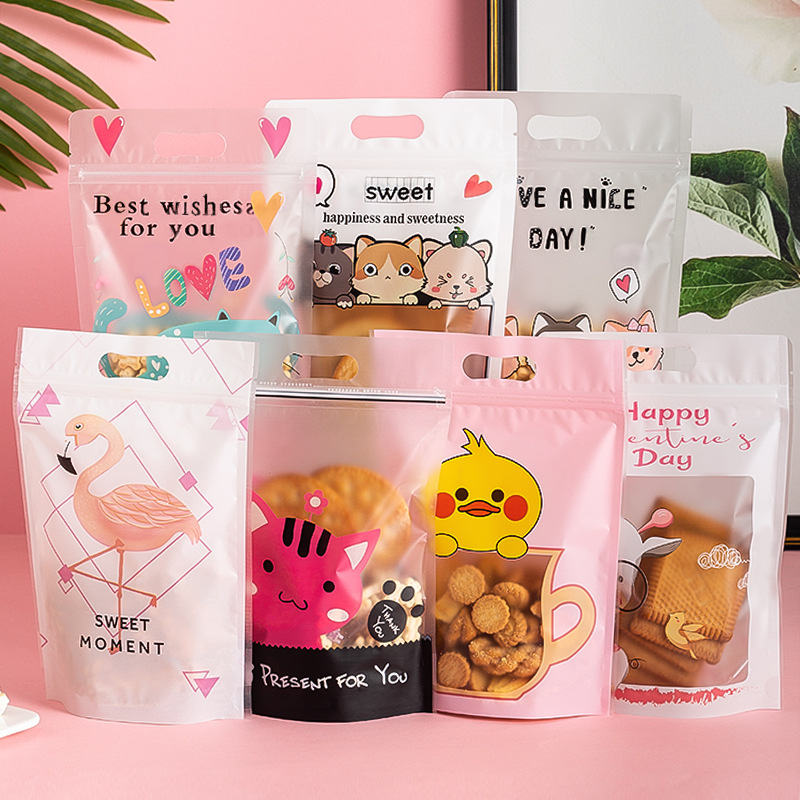Bolsa de cremallera autosellante transparente galleta pastel de Luna turrón copo de nieve de dibujos animados bolsa crujiente Cookie Candy bolsa de embalaje 50
