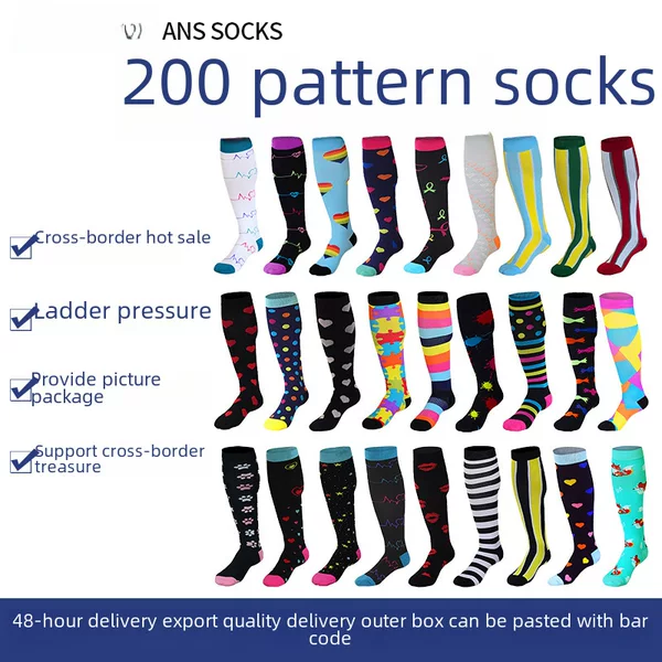 More Than 200 Models of 200N Nylon Sports Compression Socks, Women's Jump Rope and Running Calf Socks, Men's Long Elastic Compression Socks