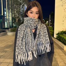JM韩系格子围巾女2025新款羊绒混纺流苏披肩防寒保暖氛围感围厂家
