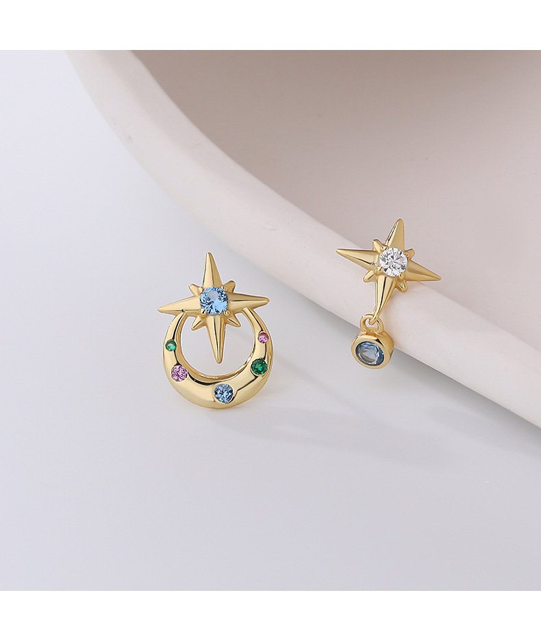 Fashion Star Sterling Silver Plating Inlay Zircon Ear Studs 1 Pair