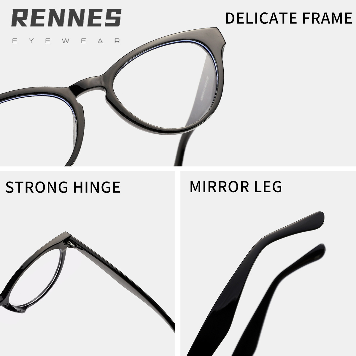 2024 nuevo ojo de gato transfronterizo a juego de colores espejo plano anti-luz azul hombres y mujeres sin maquillaje cable pequeño montura de miopía gafas