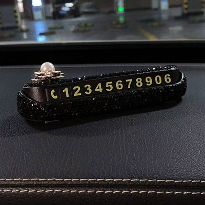 Diamond-Encrusted Parking Sign, Personalized Creative: Nömrəli dayanma kartı - camellia-stop-sign-black