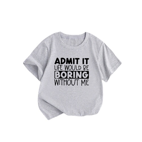 Ozon Cross-border European and American-style Girls' Short-sleeved T-shirt with Letter Print, Summer New Arrival Casual Crewneck Kids' T-shirt for Foreign Trade
