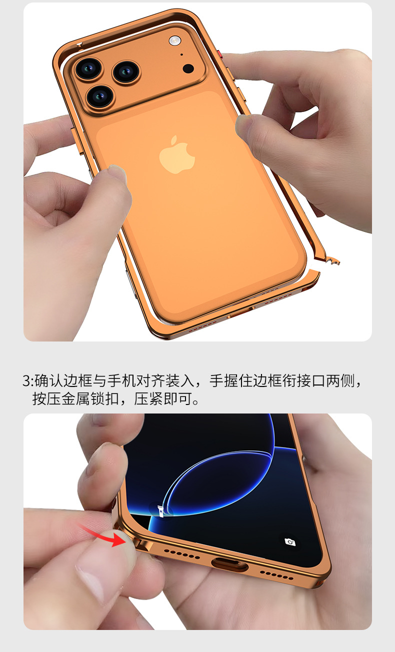 Ốp lưng điện thoại tản nhiệt khung kim loại chống sốc cho iPhone 12–17 Pro/Max — Đen, Bạc, Tím đậm, Titan nguyên bản chi tiết 15