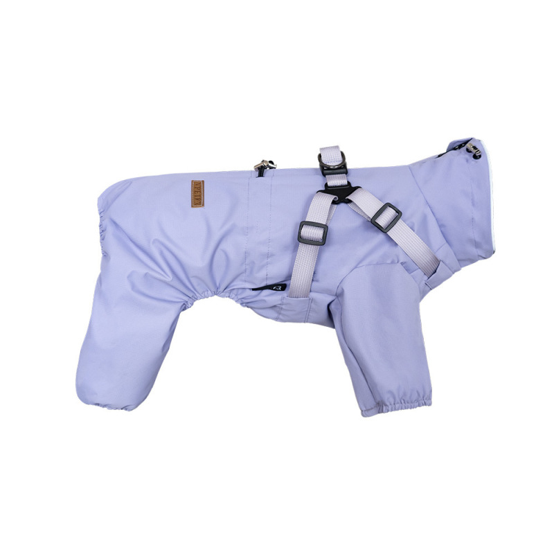アマゾンの中の小型犬の四足の子犬のレインコートは犬のレインコートの防水のペットの服の屋外の反射を牽引することができます。|undefined