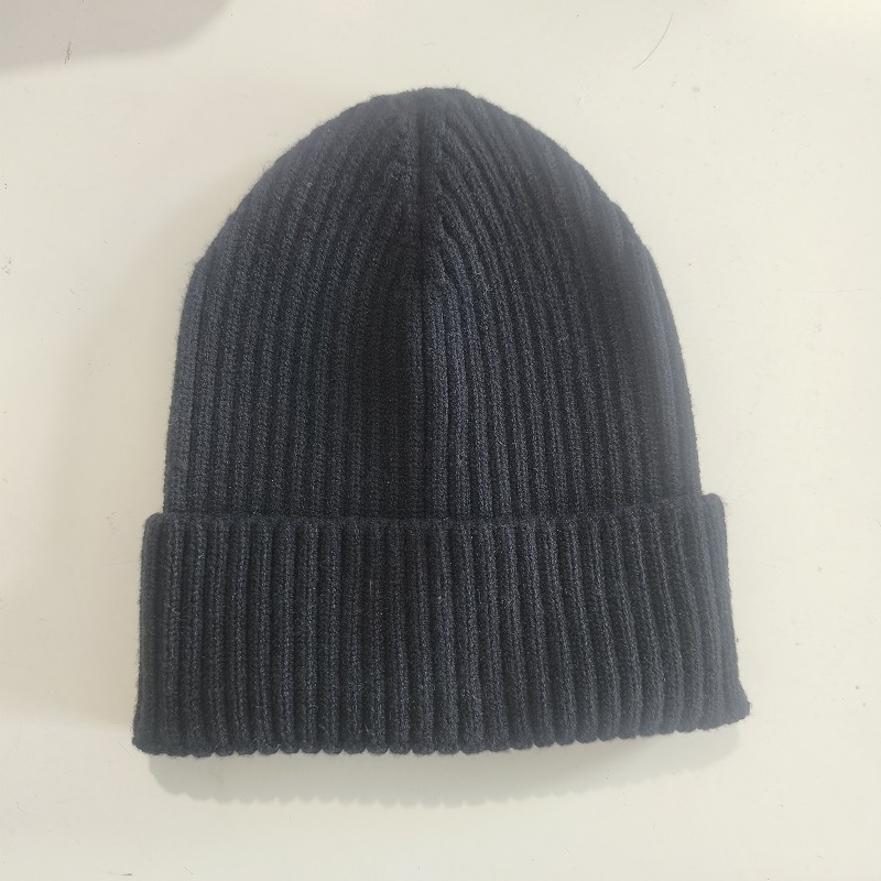 Sencillo de punto de borde inverso de una sola capa de color sólido, sombrero de lana de hilo hilado con núcleo de terciopelo de conejo, sombrero frío cálido de otoño e invierno de todo fósforo